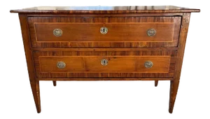 19th Century Italian Neoclassical Walnut Commode With Walnut Cross-Banded Veneer