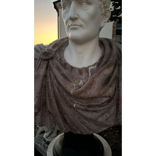 Huge Bust of Roman Emperor, 1950, Marble For Sale - Image 10 of 12