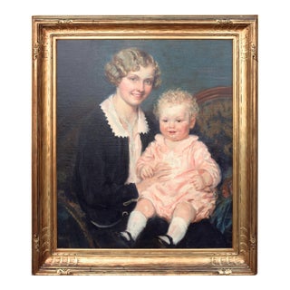 1920s H. Willard Ortlip Mother and Child 1920s - With Rare Newcomb Macklin Giltwood Frame For Sale