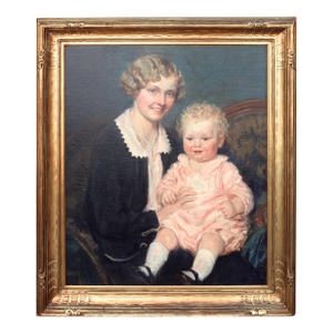 1920s H. Willard Ortlip Mother and Child 1920s - With Rare Newcomb Macklin Giltwood Frame