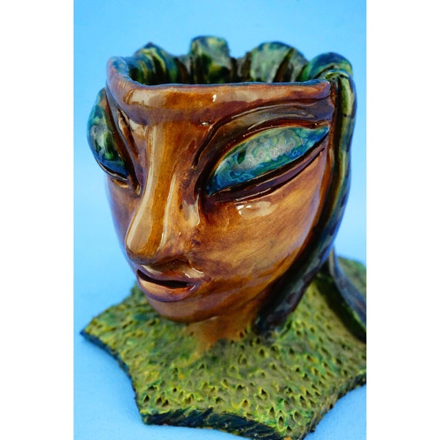 20th Century Ceramic Anthropomorphic Mask Sculptural Vase by Vallauris / Accolay France, 1960s For Sale - Image 14 of 18