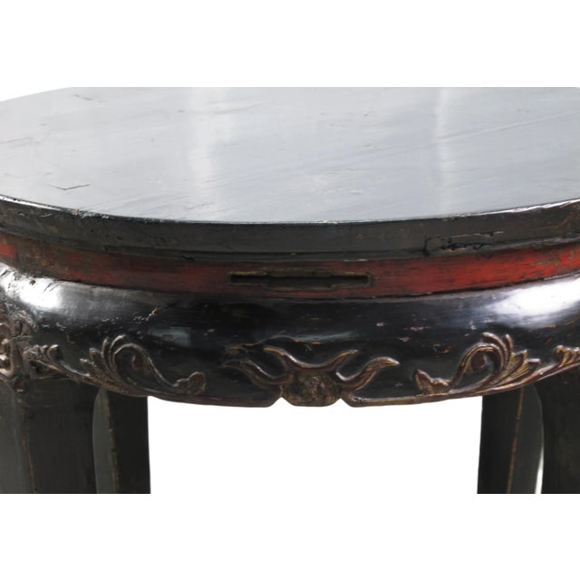 Mid 19th Century Antique Chinese Round Black Accent Table For Sale - Image 5 of 9