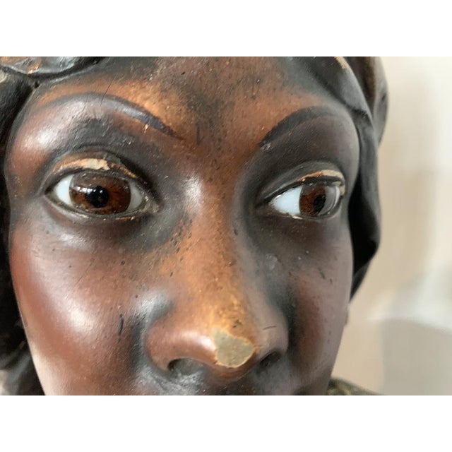 Polychrome Plaster Bust, 1800s For Sale - Image 3 of 11