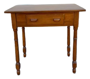 Antique Early American Primitive Rustic Style Solid Yellow Pine 1 Drawer Table Desk