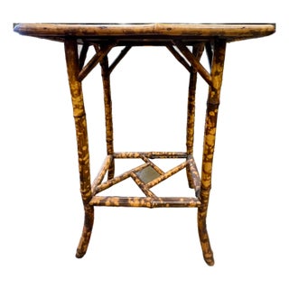 Late 19th Century Victorian Bamboo Rattan Side Table For Sale