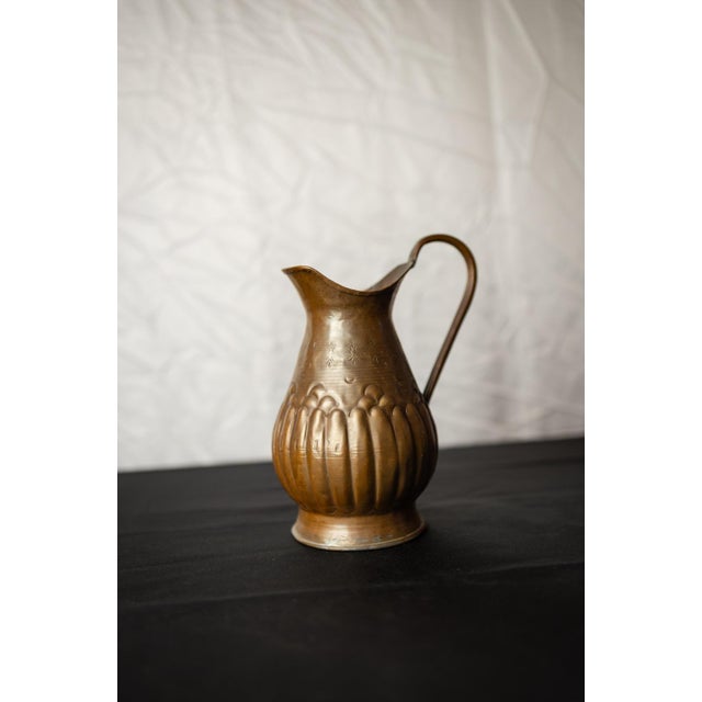 Metal Antique Embossed Copper Jug with Floral Motif, 1900s For Sale - Image 7 of 9
