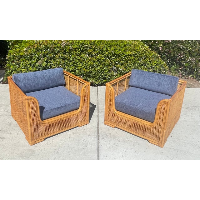 Vintage Rattan Sofa & Lounge Chairs, New Perennials Upholstery For Sale In San Diego - Image 6 of 9