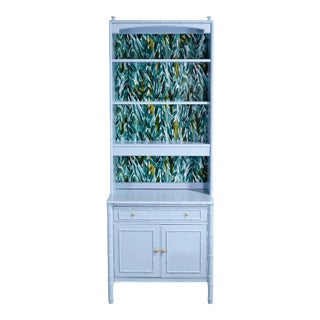 1960s Hollywood Regency Faux Bamboo Hutch by Thomasville - Newly Refinished For Sale