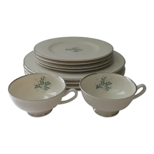 Vintage 1950s Syracuse China Lyric Pattern Dinner/Salad/Cups Set- 10 Pieces