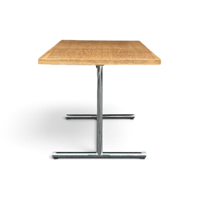 Vintage Mid-Century Modern Oak Writing Desk With Black Drawers & Chrome Base For Sale - Image 10 of 15