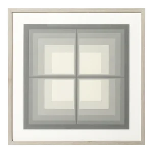 Mon Levinson Modernist Abstract Geometric Screen Print in Grey Squares