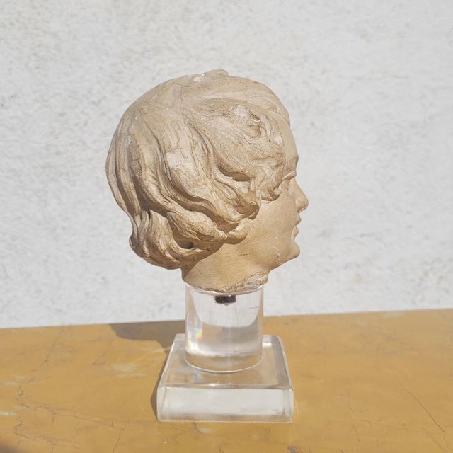 18th Century 18th Century Stone Sculpture of a Child's Head For Sale - Image 5 of 17