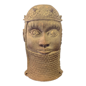 Vintage Large Ife Clay / Terracotta King Oba Head Edo People Nigeria African 13" H