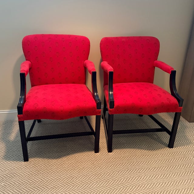 Chippendale Pair of Rose Tarlow Melrose House Chippendale Arm Chairs For Sale - Image 3 of 7