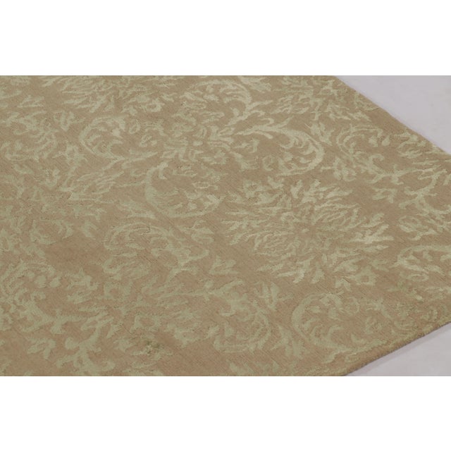 Contemporary Rug & Kilim’s European-Inspired Rug in Brown With Arabesque Patterns in Pale Green For Sale - Image 3 of 9