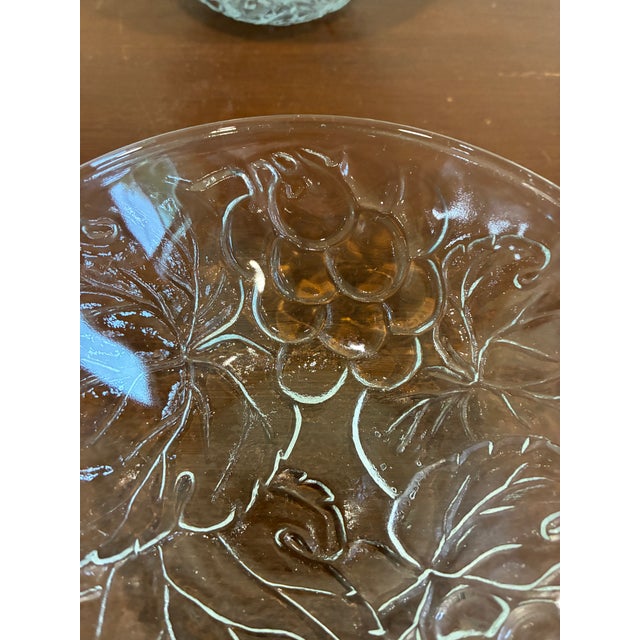 Vintage Kig Indonesia Clear Grape Pattern Pressed Glass Bowls, Set of 10 For Sale - Image 4 of 10