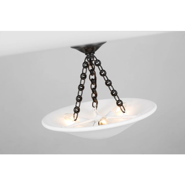 Mollino 16" Semi Flush Mount in Bronze with Plaster White Shade Designer: AERIN Canopy: 5" Round Mounting: Semi-Flush...