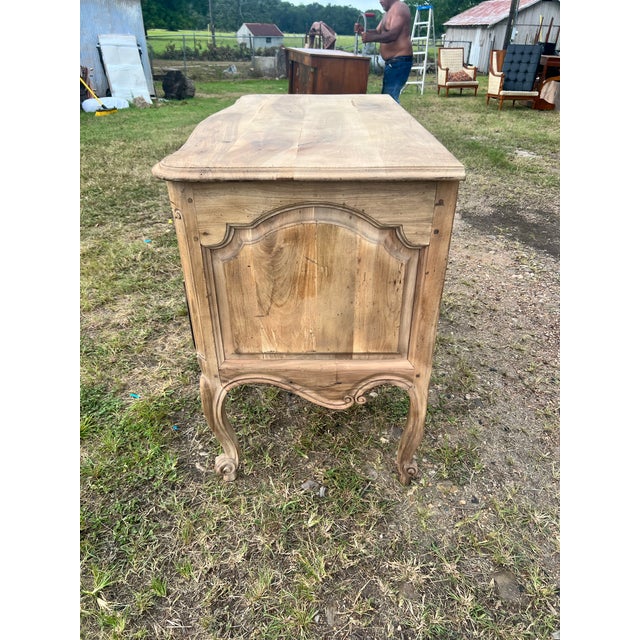 French Provincial French 19th Century Louis XV Provincial Bleached Chest of Drawers / Commode For Sale - Image 3 of 12