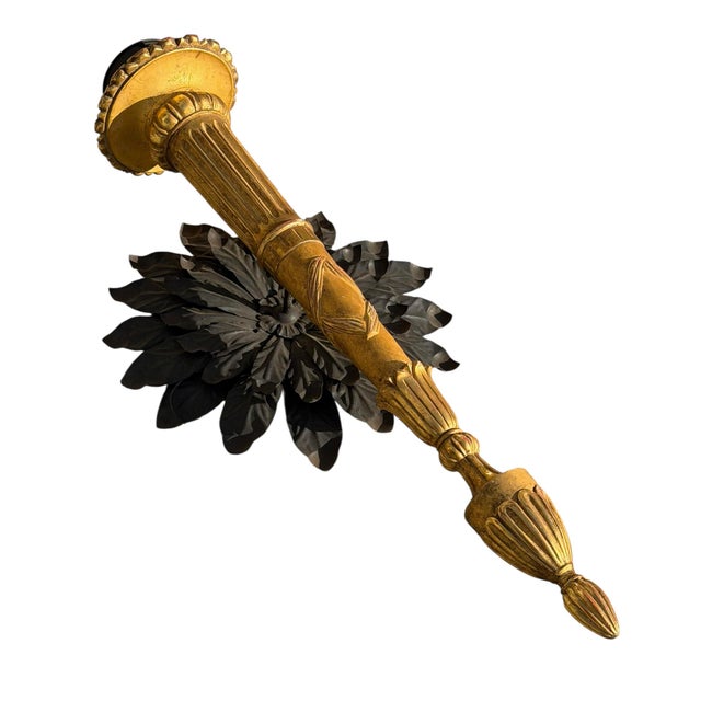 Huge Pair of 19th C Style Giltwood Torchieres Wall Sconces For Sale In Los Angeles - Image 6 of 7