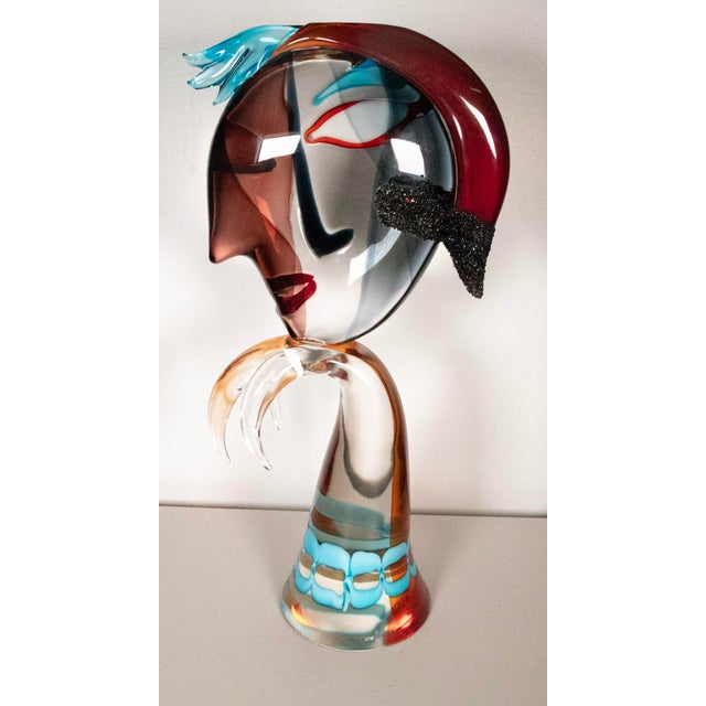 2000 - 2009 Alessandro Barbaro Murano Cubist Style Glass Sculpture, Picasso Inspired, 21" H For Sale - Image 5 of 8