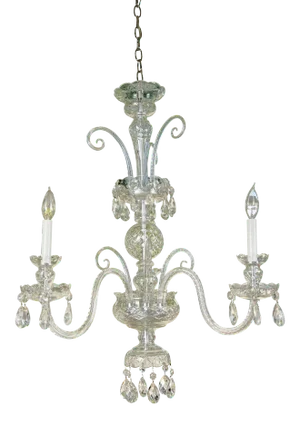 1920s Czechoslovakian Crystal 3-Arm Chandelier