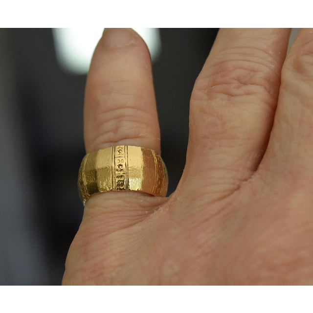 Vintage Rustic Paneled 14k Yellow Gold Band Ring Sz 5.5 For Sale - Image 11 of 12
