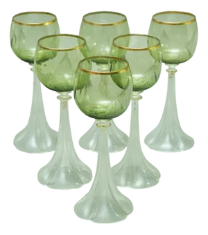 Antique Wine Glasses by Josephinenhütte, 1890s, Set of 6