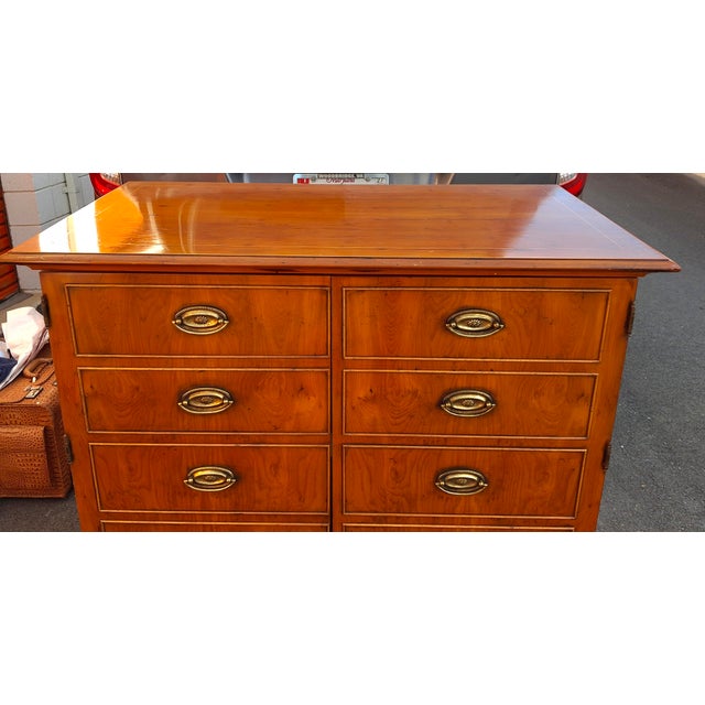 Late 20th Century Federal Style Yew Wood Double Door Side Cabinet For Sale - Image 13 of 15