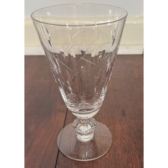 Transparent Mid 20th Century Duncan & Miller “Willow” Pattern Crystal Iced Tea Goblets – Set of 6 For Sale - Image 8 of 10