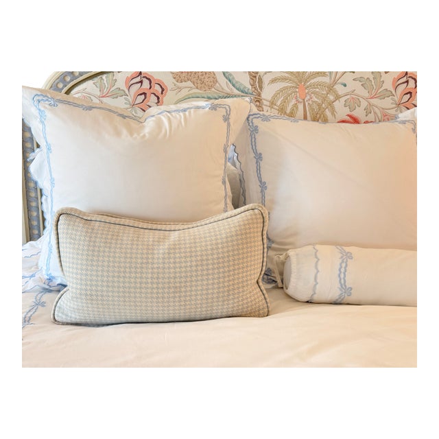 Pair of Lumbar Pillows in British Iconic Fabric by Holland & Sherry Houndstooth Fabric For Sale