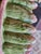 Handsome pink and green Italian asparagus tureen. Leaf handles. In excellent condition.