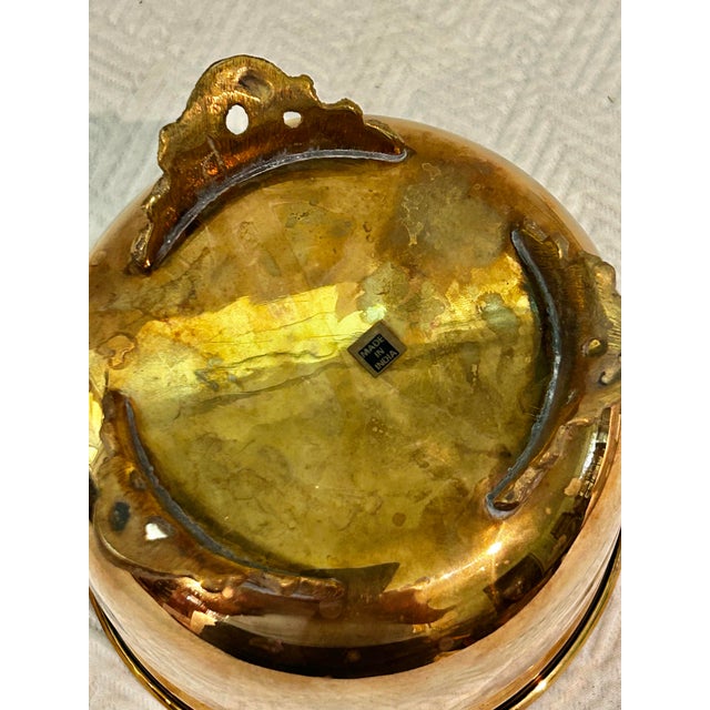 Metal 1970’s Solid Brass 5.5' Cache Pot With Feet and Handles For Sale - Image 7 of 7