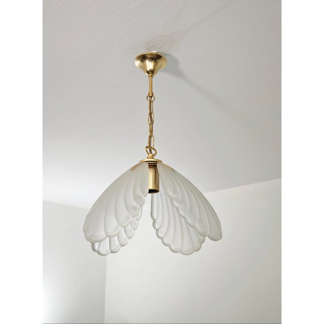 Mid-Century Modern Pendant Lamp in Opaque Satin Glass and Gilt Metal, Italy, 1970s For Sale - Image 17 of 18