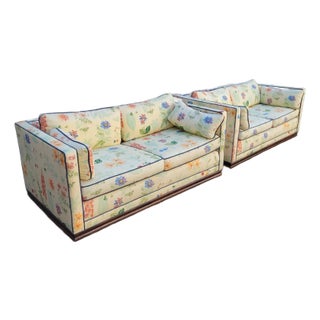 Pair of Vintage Botanical Print Loveseats in Waverly “Second Spring” Upholstery, Century Furniture For Sale