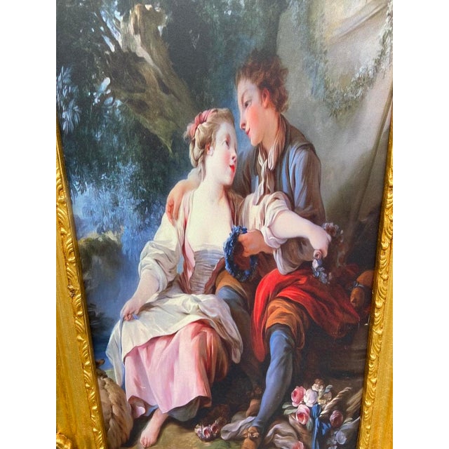 1970s 1970s French Louis XVI Gold Beech Fabric Frames 2pc For Sale - Image 5 of 18