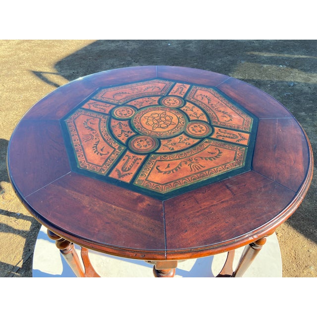 Brown Vintage English Eight-Legged Inlaid Dining Accent Table For Sale - Image 8 of 18