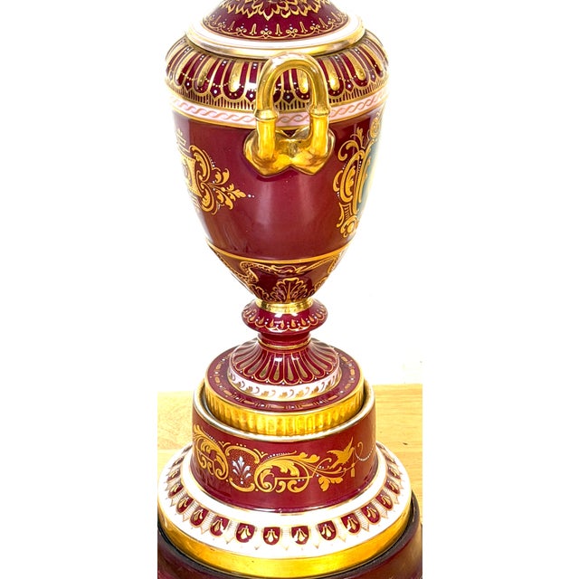 Metal Early 20th Century “Good Night” Vienna Style Porcelain Urn Lamp Maiden and Candle, Signed F. Koller For Sale - Image 7 of 16
