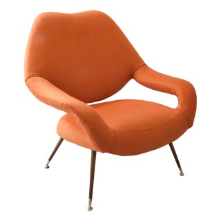 DU 55 Armchair in Walnut and Brass by Gastone Rinaldi for Rima, 1950s For Sale