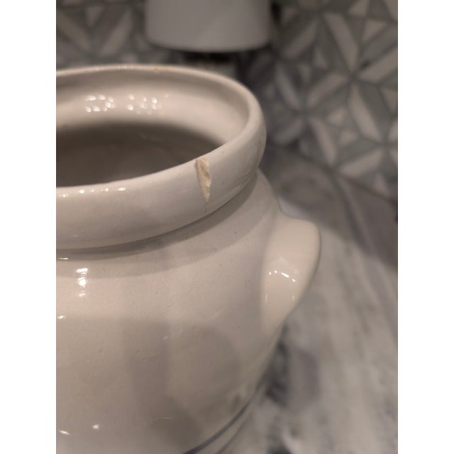 Early 21st Century Vintage Robinson Ramsbottom Crock 4 Qt Stoneware With Blue Stripes For Sale - Image 5 of 12