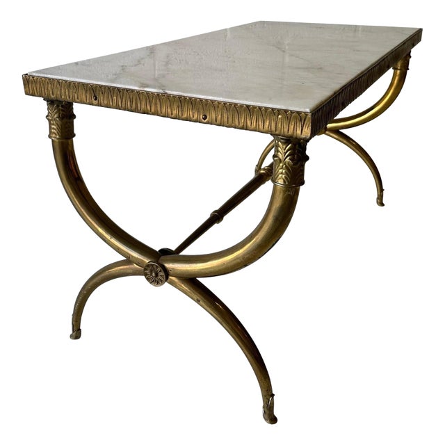 Raymond Subes Style Marble Top Coffee Table For Sale