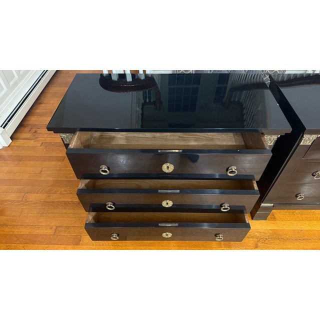 Late 19th Century Late 19th Century Ebonized Regency Chests of Drawers/Nightstands (A Pair) For Sale - Image 5 of 12