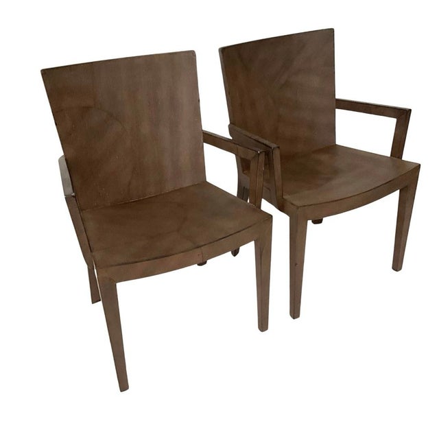 Mid-Century Modern Pair of Karl Springer Signed 1987 Jmf Lizard Print Arm Chairs For Sale - Image 3 of 10