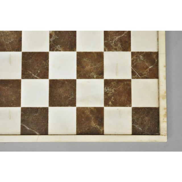 Vintage Mid Century Modern Mosaic Brown Marble Stone Chess Game Checkerboard For Sale - Image 11 of 13