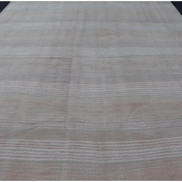 Tribal Vintage Turkish Kilim Rug With Subtle Beige and Cream Tones For Sale - Image 3 of 8