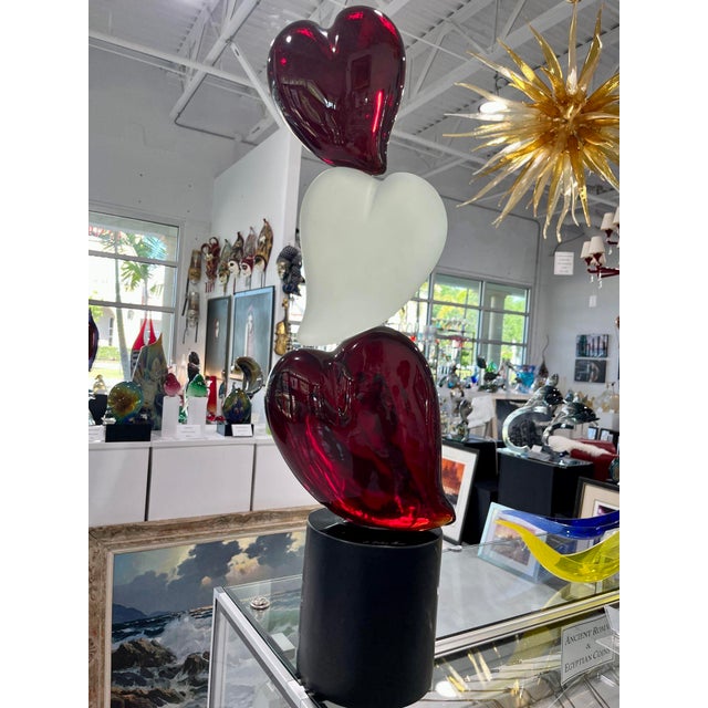Contemporary Three Hearts Murano Sculpture by A. Barbaro For Sale - Image 3 of 11