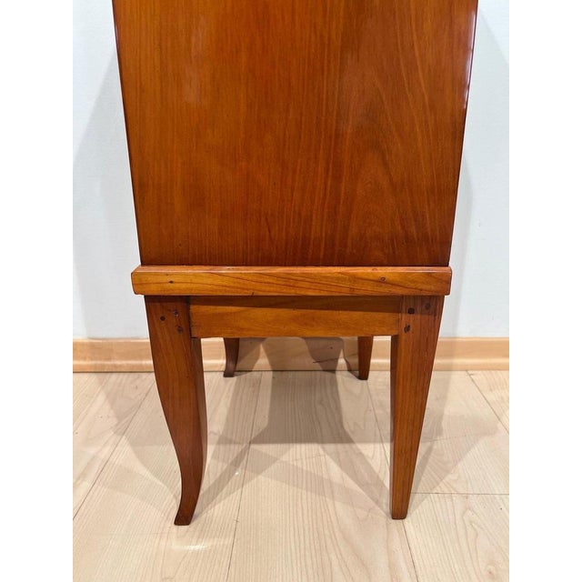 Biedermeier Pillar Cabinet in Cherry Veneer, 1820 For Sale - Image 6 of 18