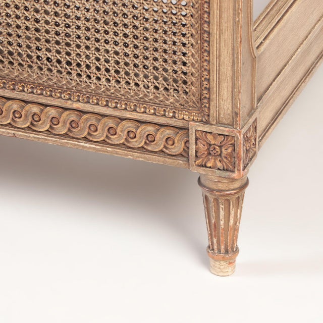 A French Louis Xvi Style Queen Size Bed With Cane Headboard and