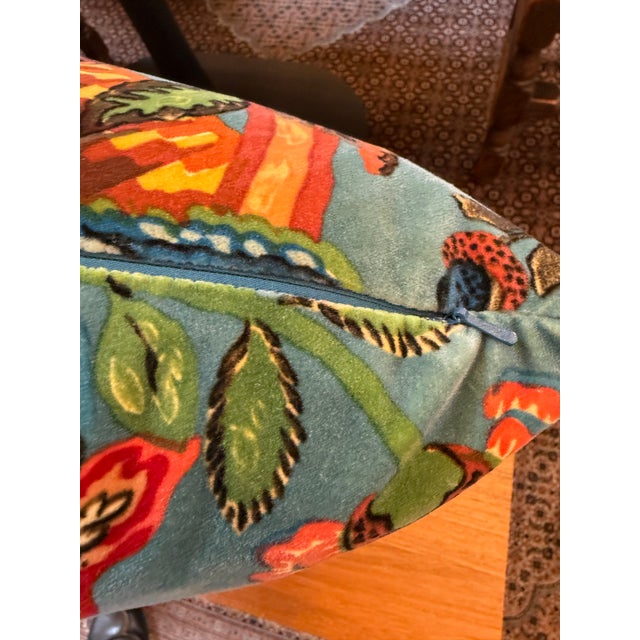 Textile Ian Sanderson Popinjay Printed Velvet Pillows, Set of Three For Sale - Image 7 of 12