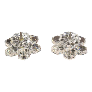 Vintage Pair Swarovski Crystal Star Flowers Pin Candlesticks Faceted Balls Base
