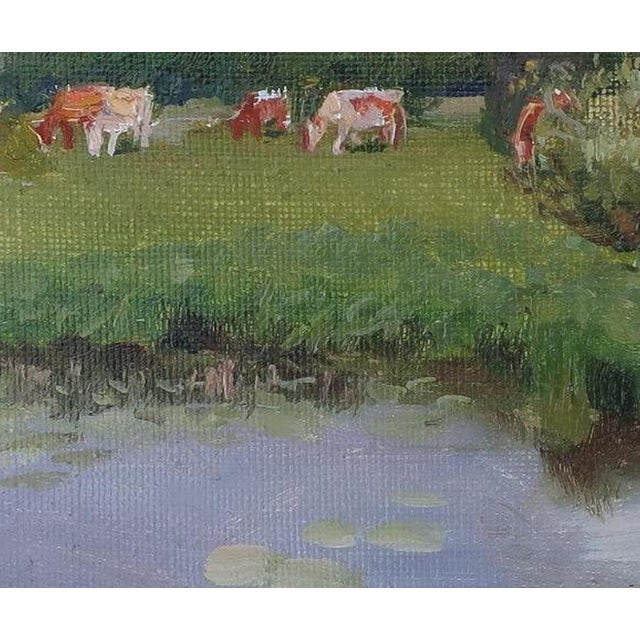 Realism Rural Impressionism Oil Painting, River Landscape, Ukrainian Art 38-46 For Sale - Image 3 of 6